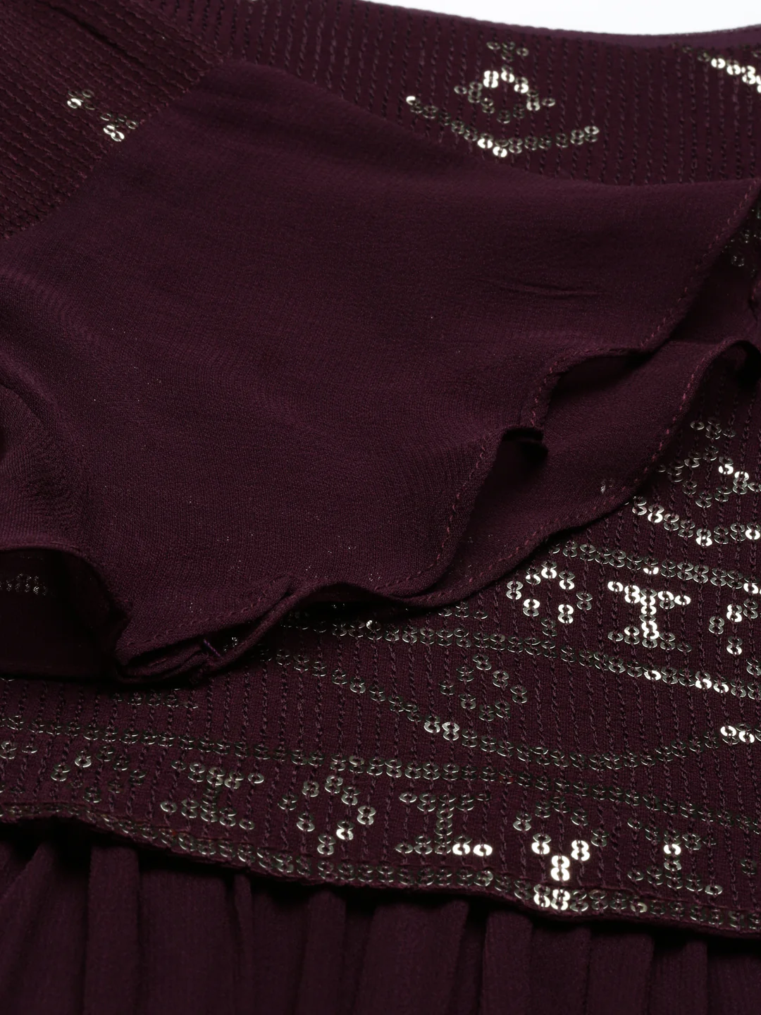 Neerus Wine Color Chiffon Fabric Kurta - Image 7