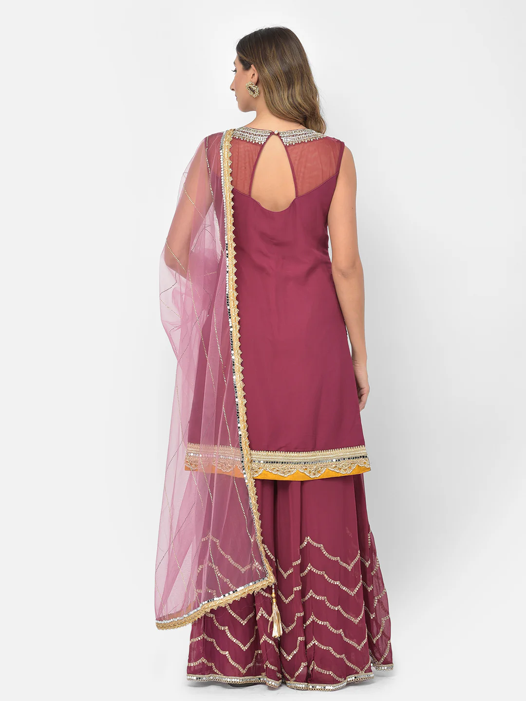 Neerus Wine Color Georgette Fabric Salwar Kameez - Image 13