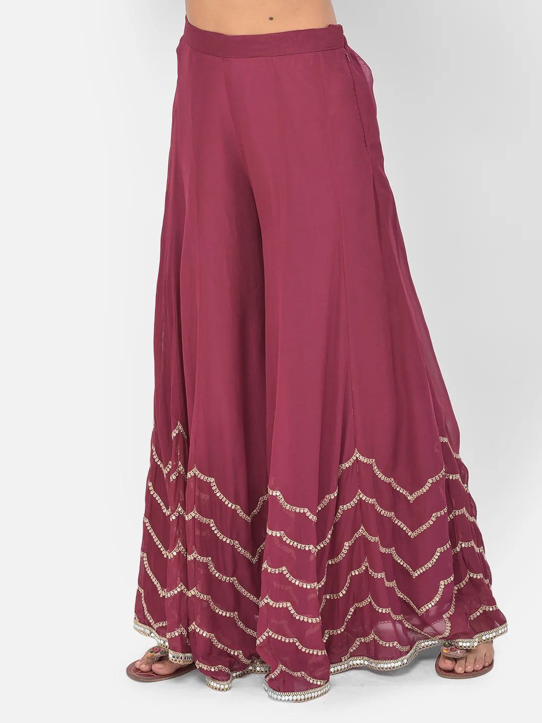 Neerus Wine Color Georgette Fabric Salwar Kameez - Image 8