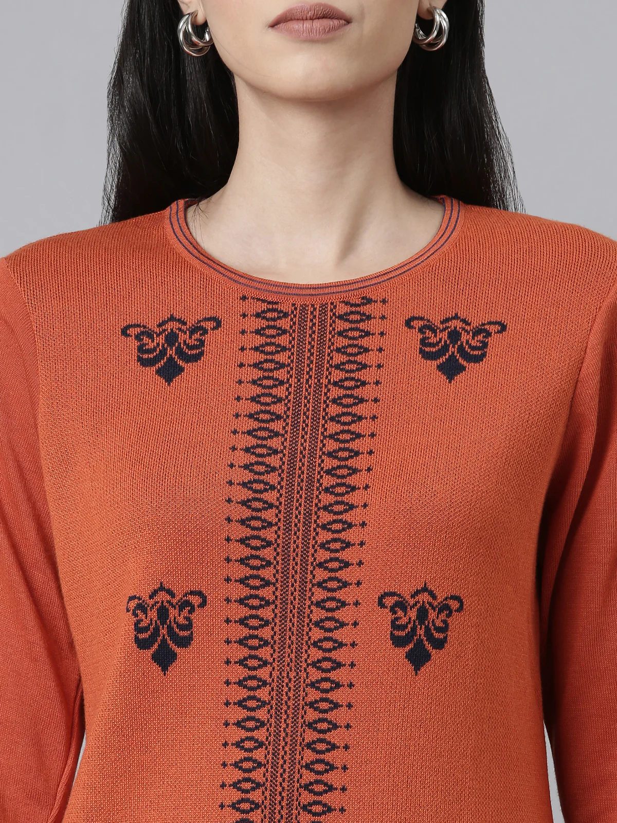 Neerus Winter Wear Woven Design Acrylic Kurta For Women - Image 4