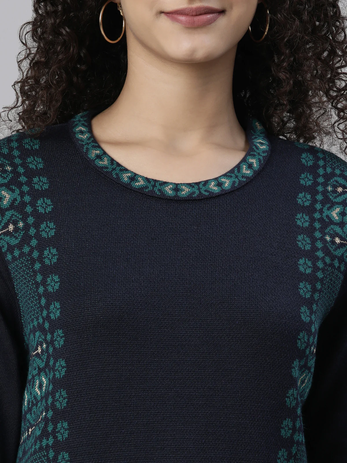 Neerus Winter Wear Woven Design Acrylic Kurta For Women - Image 4