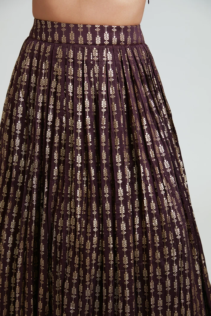 Neerus Women Banaras Wine Ghagra Set - Image 5