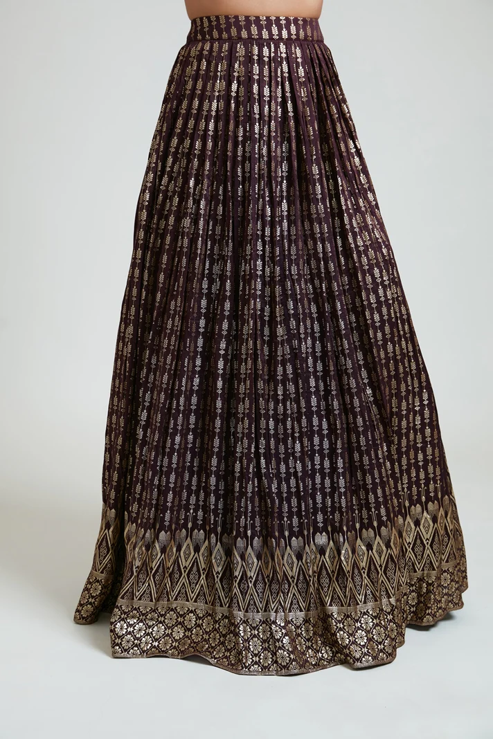 Neerus Women Banaras Wine Ghagra Set - Image 6