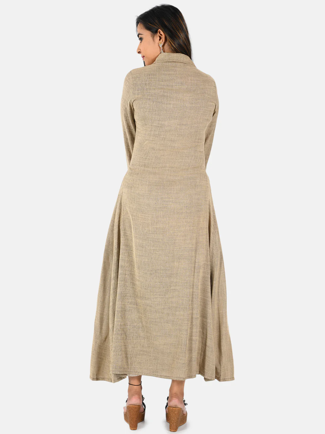 Neerus Women Beige Yoke Design A-Line Kurta - Image 3