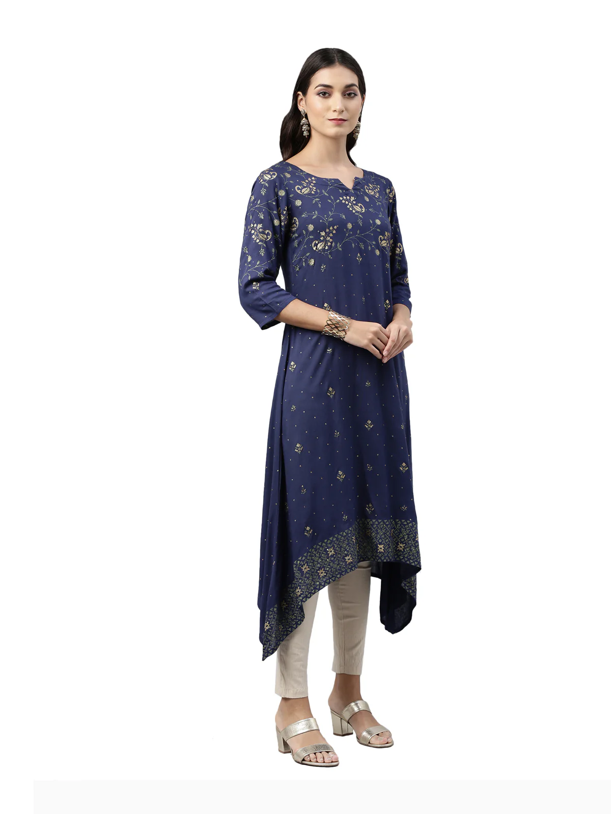 Neerus Women Blue Ethnic Motifs Printed Kurta - Image 2