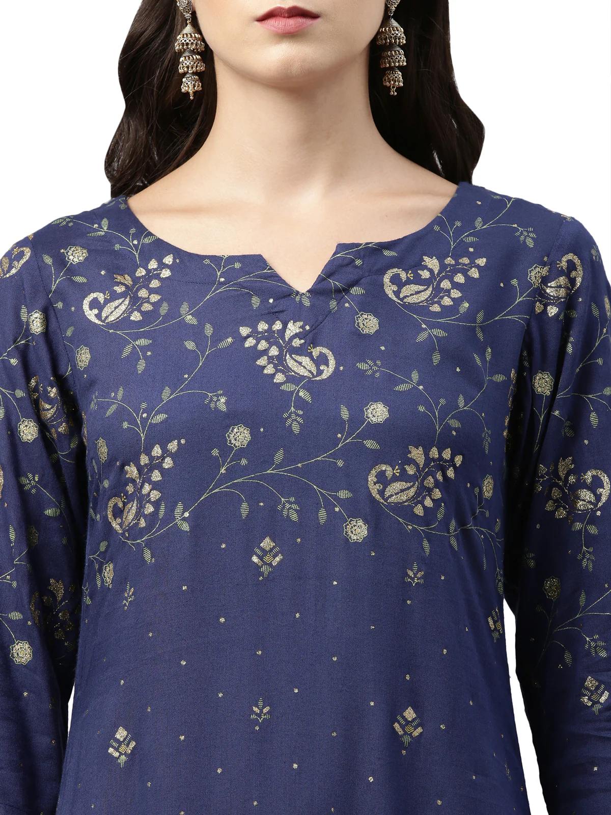 Neerus Women Blue Ethnic Motifs Printed Kurta - Image 4