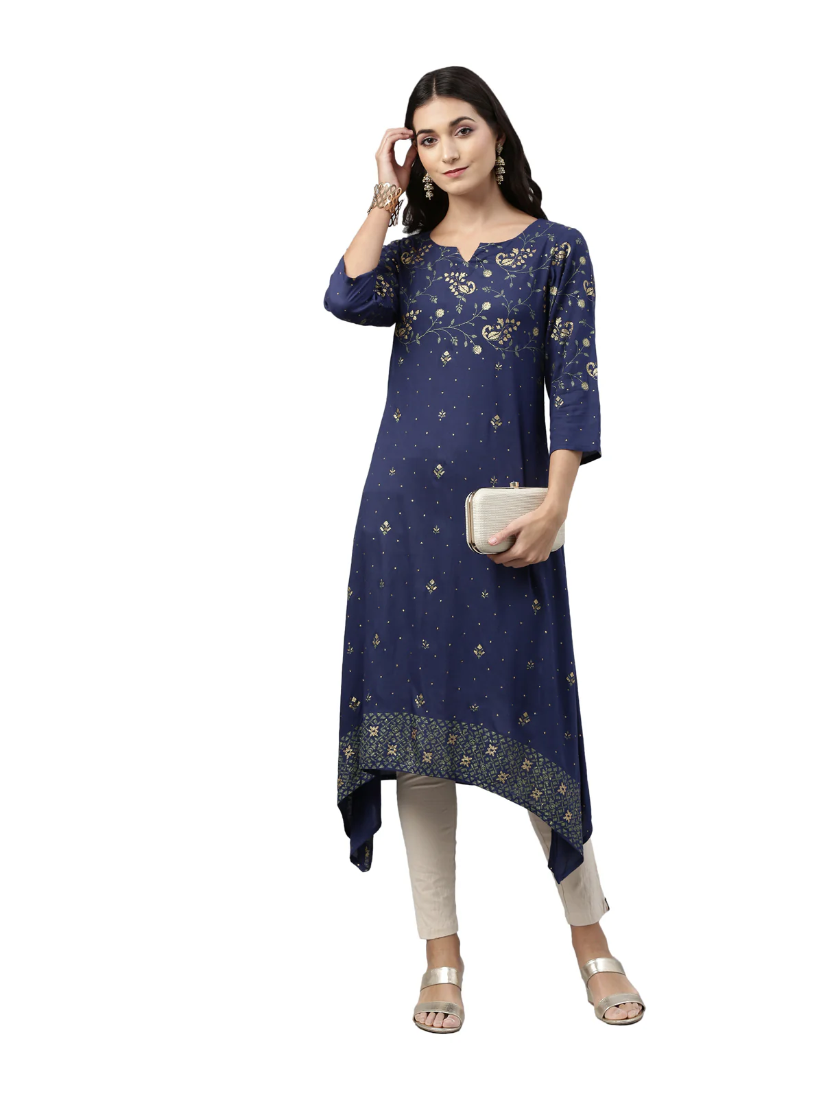 Neerus Women Blue Ethnic Motifs Printed Kurta - Image 5