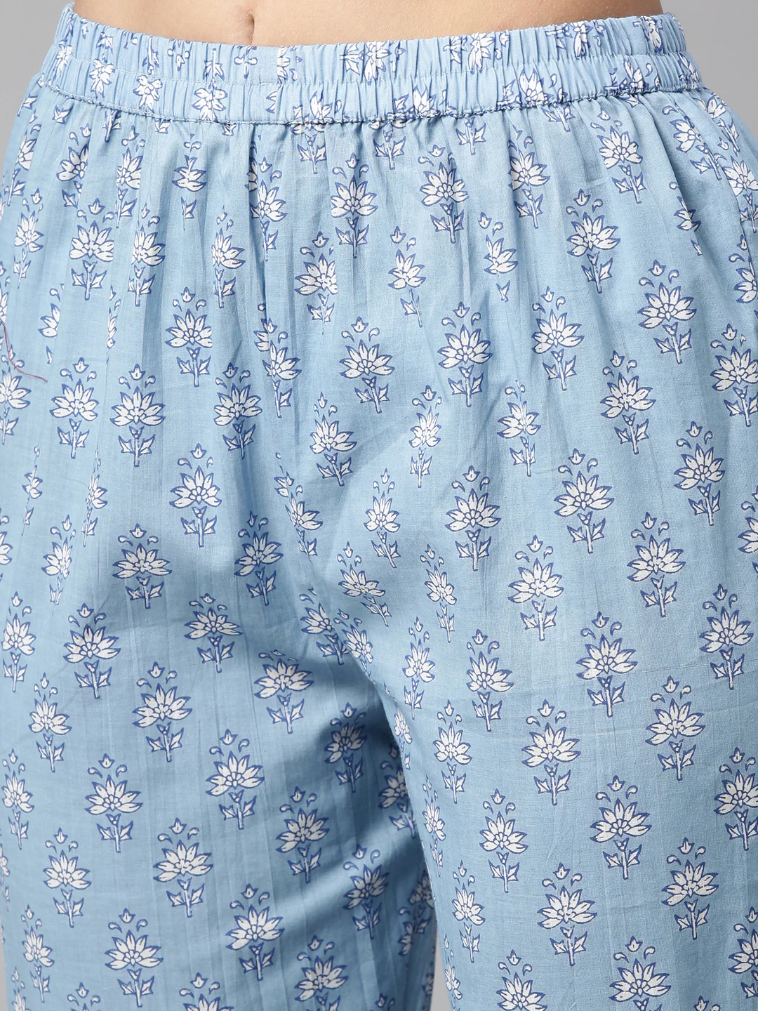 Neerus Women Blue Printed Thread Work Kurta with Trousers - Image 7