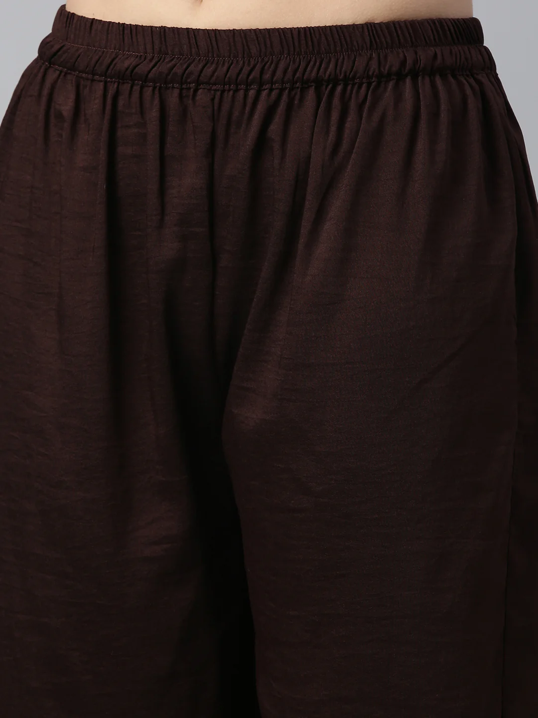 Neerus Women Brown Printed Panelled Kurta with Trousers - Image 7