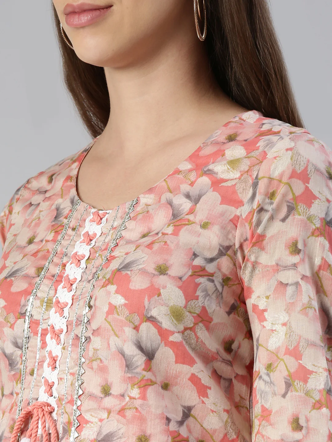 Neerus Women Carrot Printed Calf Length Kurta And Trousers With Dupatta - Image 4