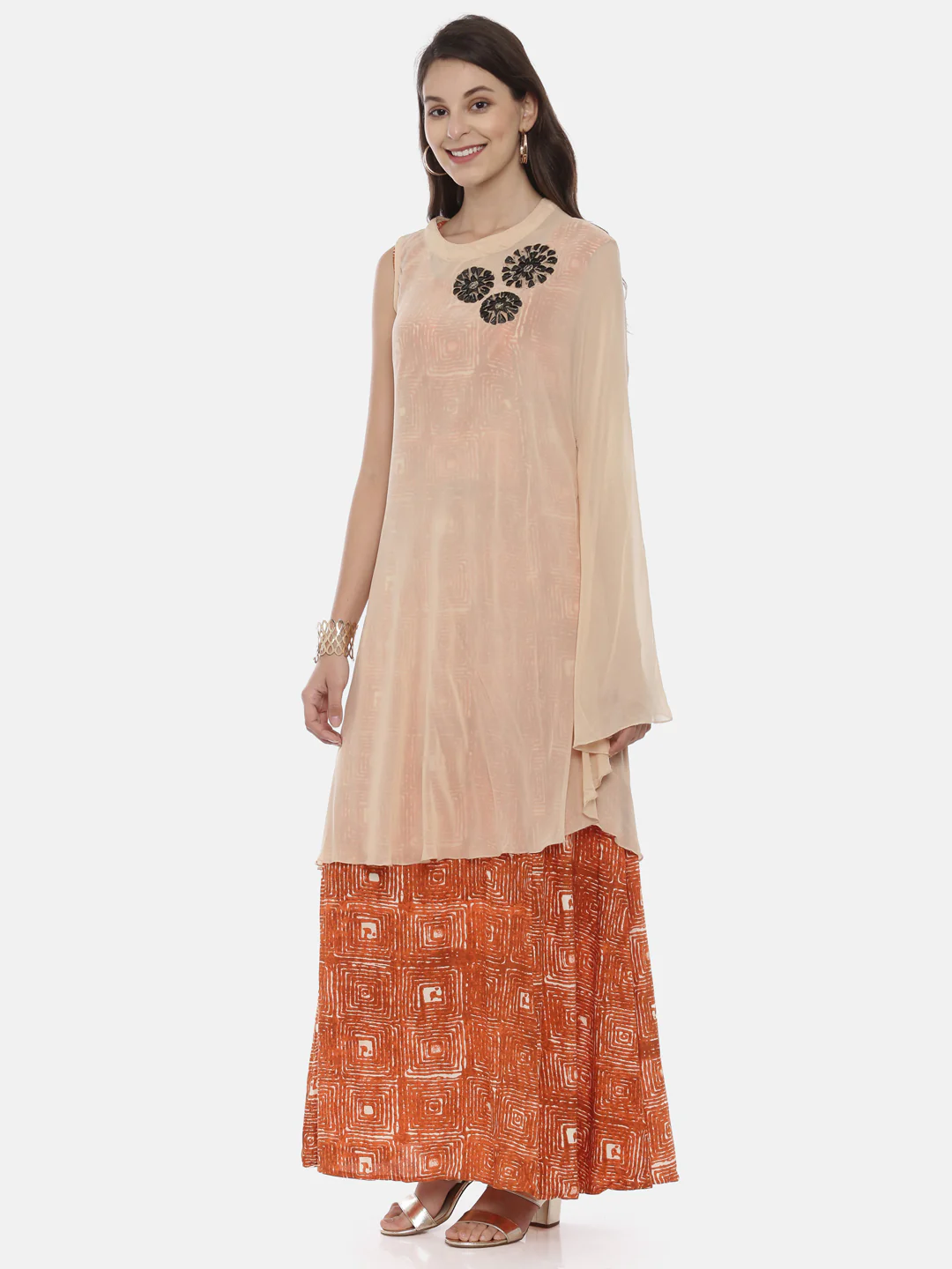 Neerus Women Cream-Coloured Embroidered A-Line Kurta - Image 3