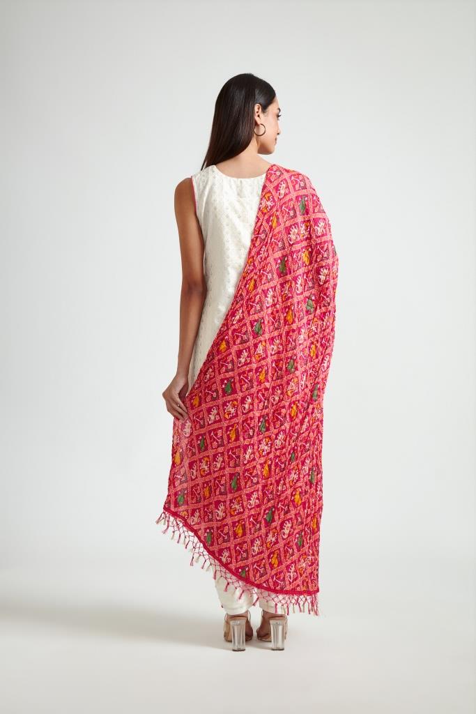 Neerus Women Cream-Coloured Ethnic Motifs Printed Kurta and Trousers With Dupatta - Image 4