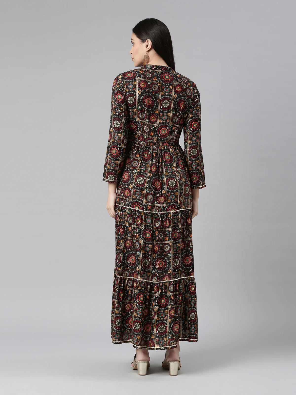 Neerus Women Ethnic Motifs Printed Mirror Work Anarkali Pure Cotton Kurta - Image 5