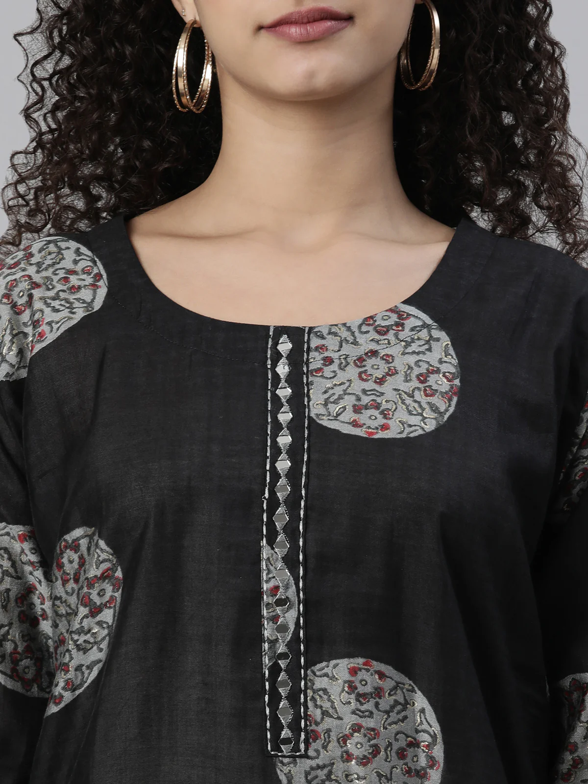 Neerus Women Ethnic Motifs Printed Mirror Work Kurta With Trousers with Dupatta - Image 5