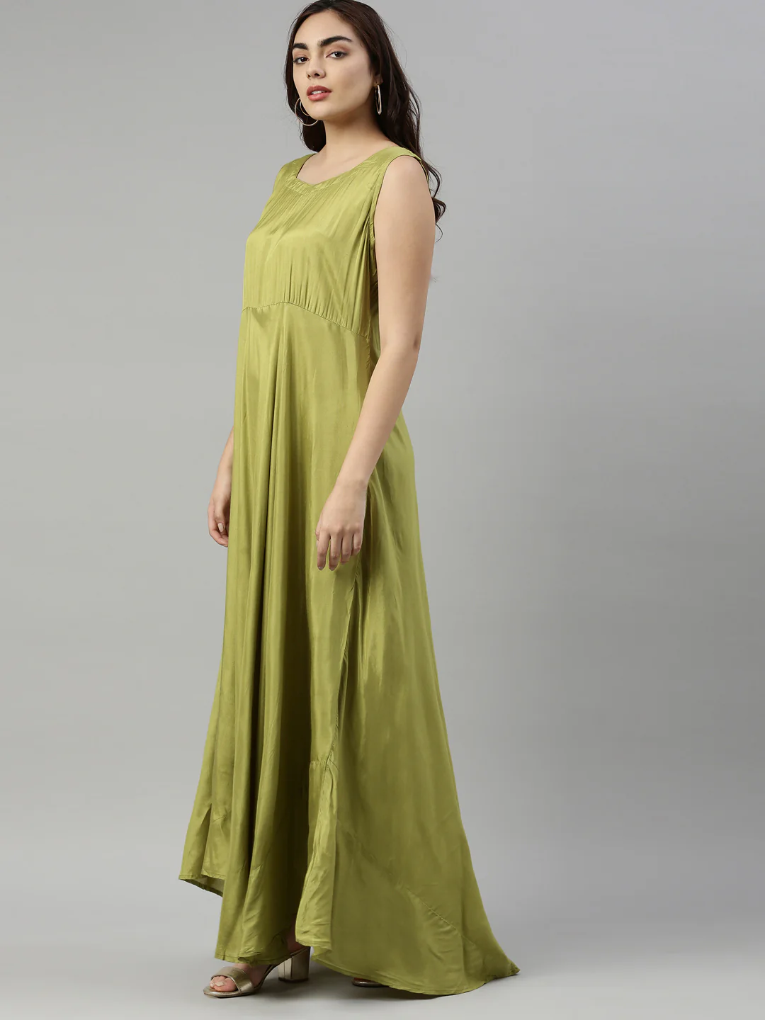 Neerus Women Green Dyed Thread Work Anarkali Kurta - Image 2