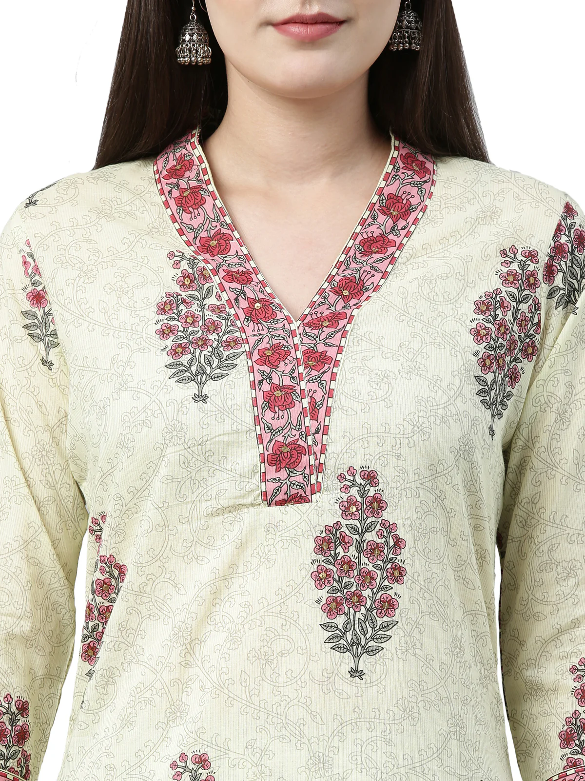 Neerus Women Green  Maroon Printed Kurta with Trousers - Image 5