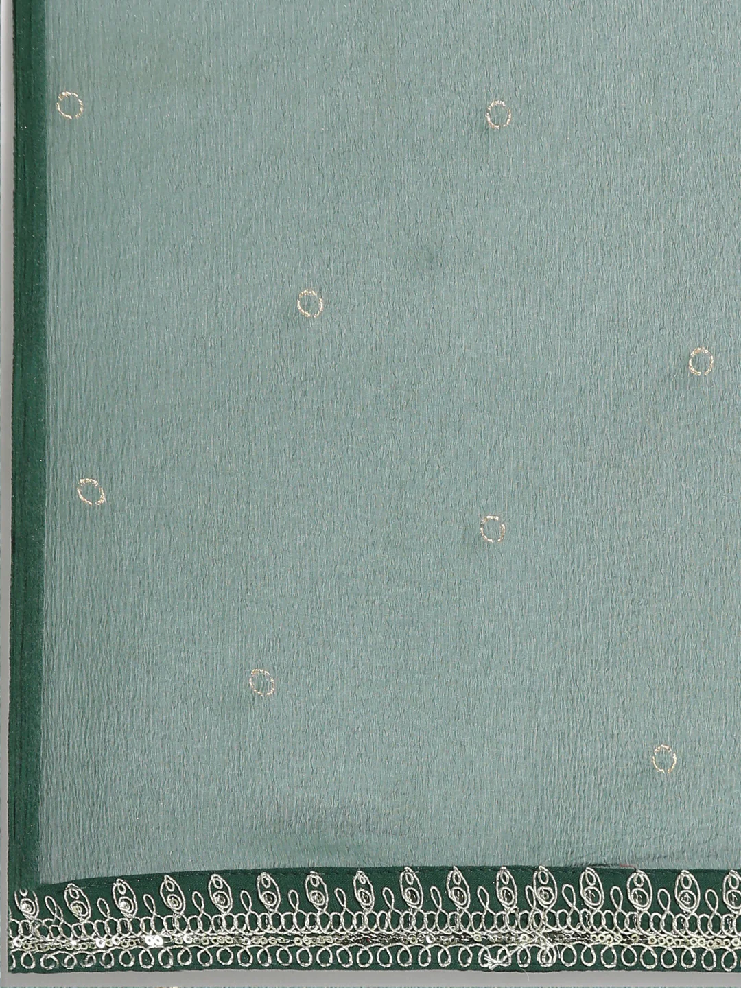 Neerus Women Green Silver Bandhani Embroidered Kurta With Trousers With Dupatta - Image 7