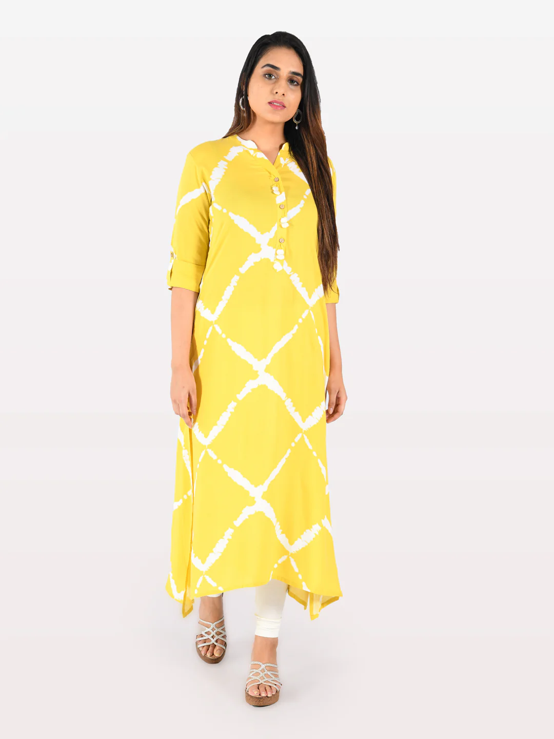 Neerus Women L Yellow Color Rayon Fabric Tunic "50" - Image 2