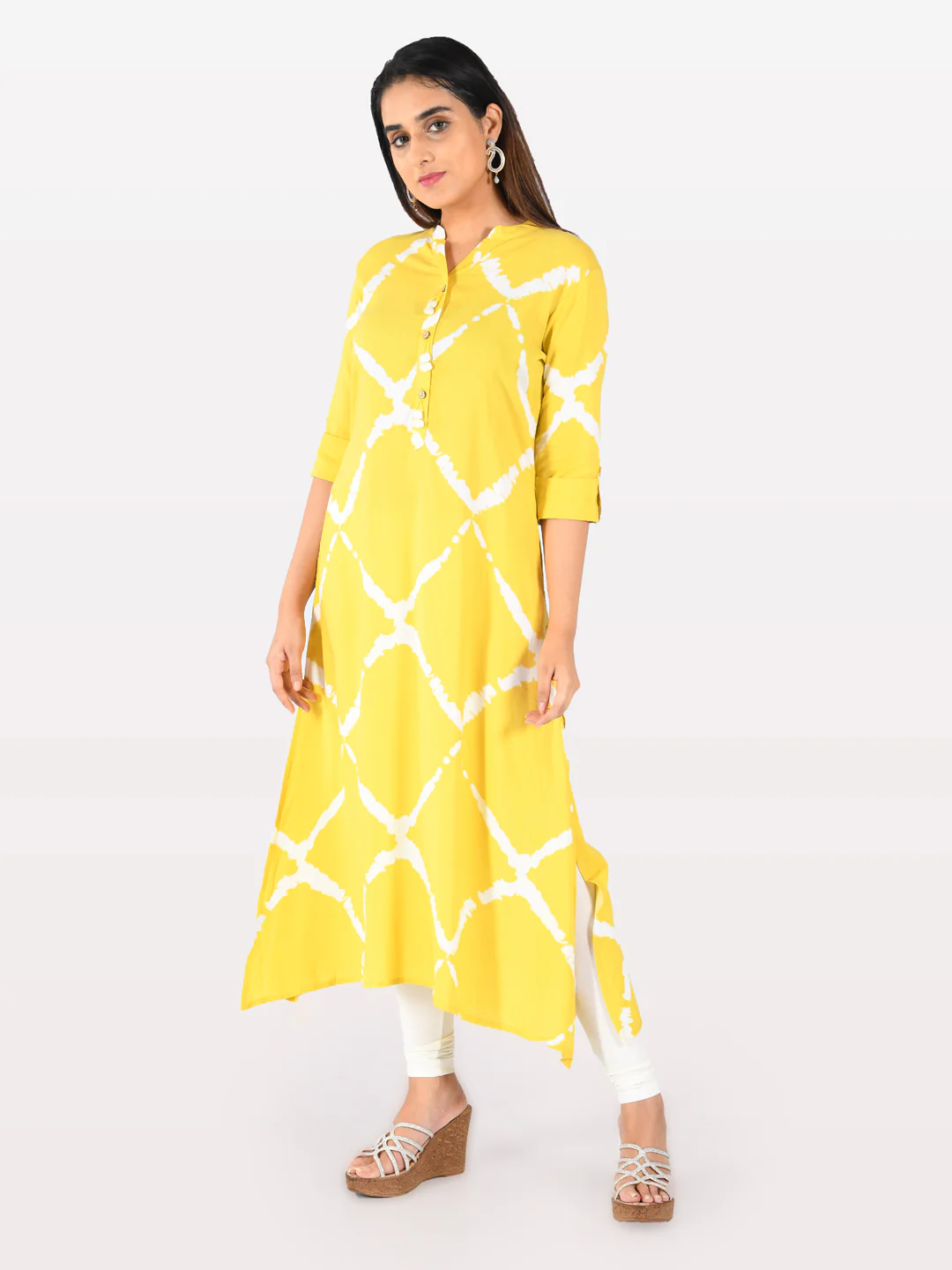 Neerus Women L Yellow Color Rayon Fabric Tunic "50" - Image 6