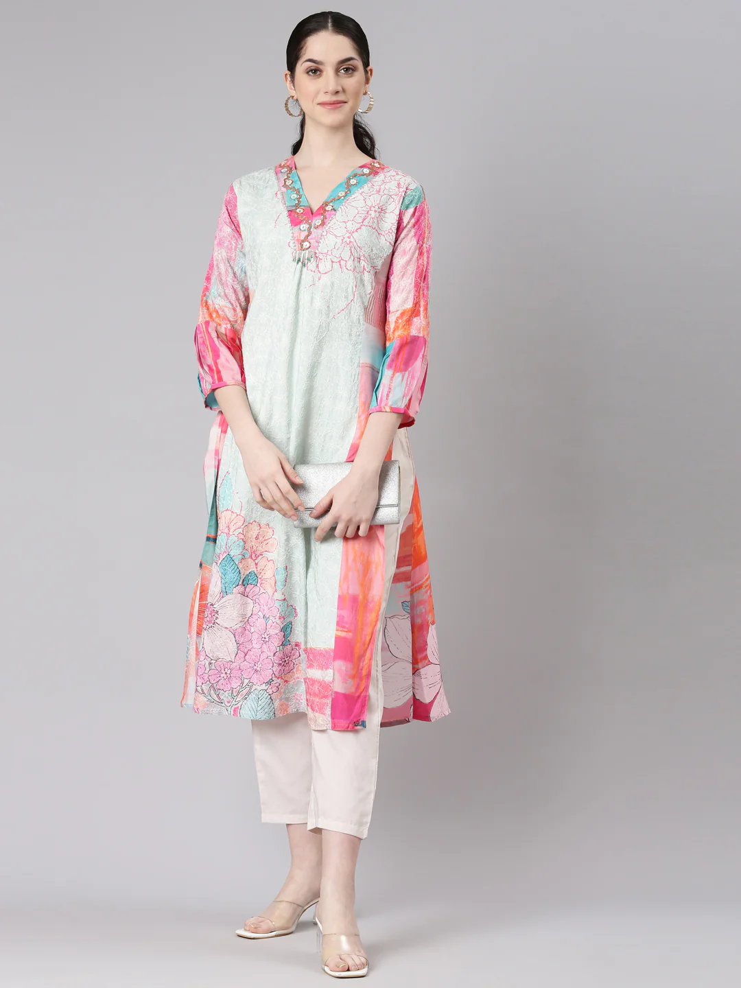 Neerus Women Multi Straight Kurta and Trousers - Image 5