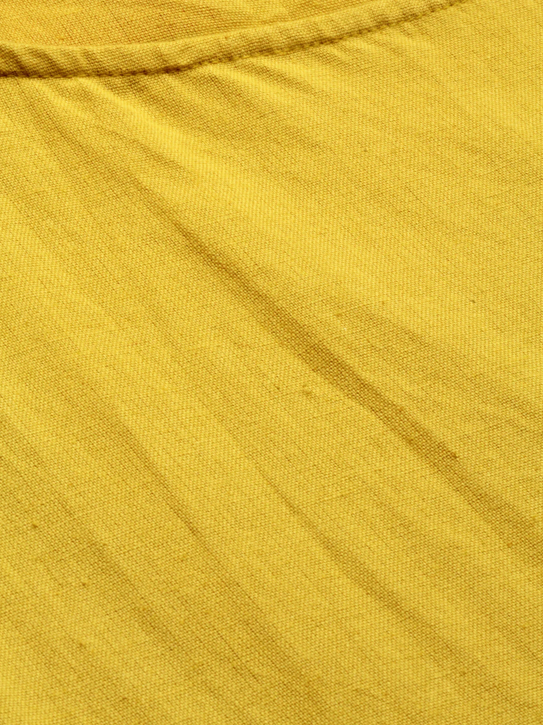 Neerus Women Mustard Yellow Off-White Solid A-Line Kurta With Shrug - Image 3