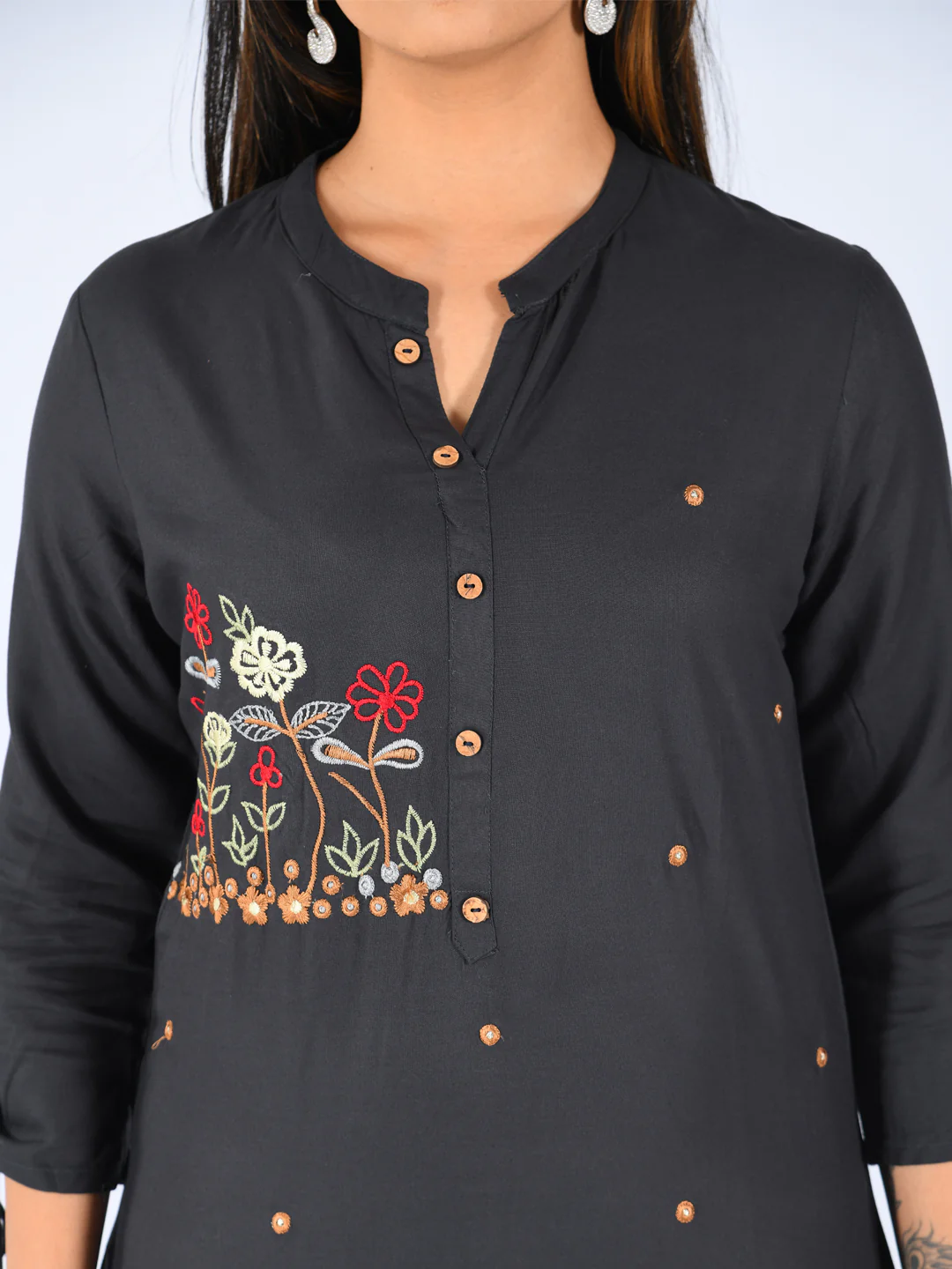 Neerus Women Navy Blue Color Rayon Fabric Tunic "46" - Image 4