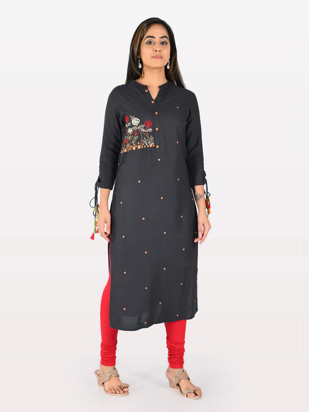Neerus Women Navy Blue Color Rayon Fabric Tunic "46" - Image 5