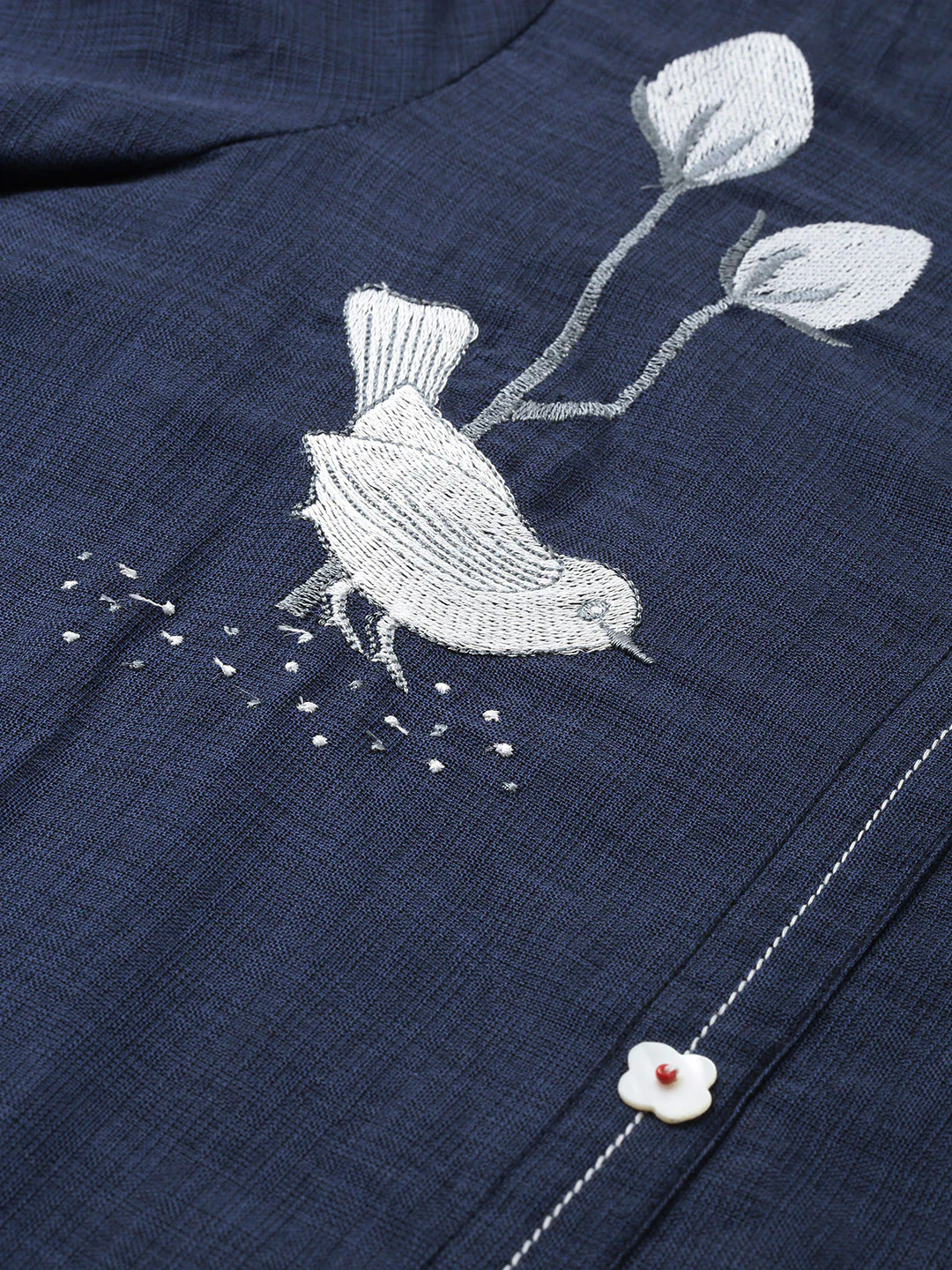 Neerus Women Navy Blue Embroidered Straight Kurta - Image 2