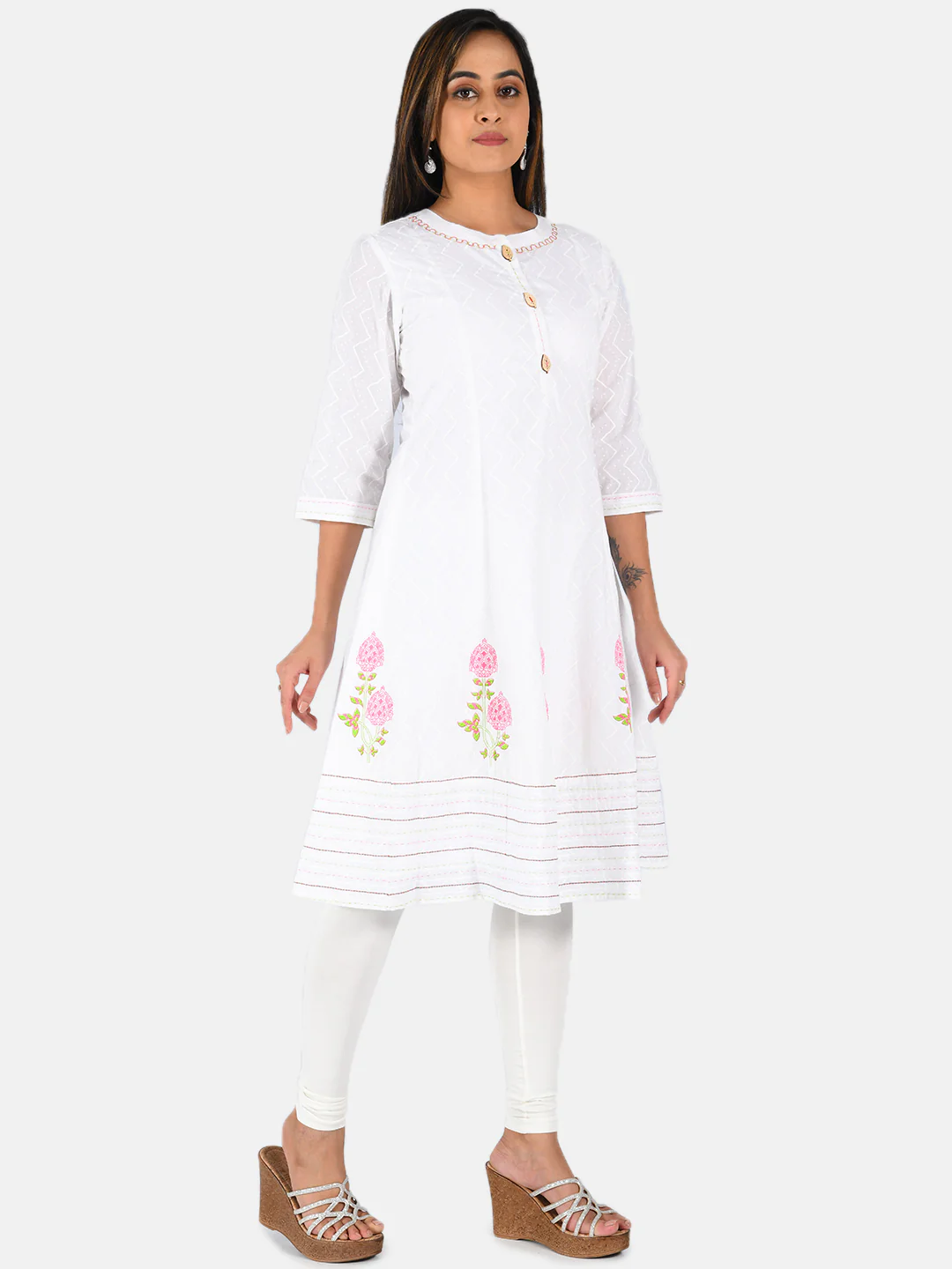 Neerus Women Off-White Printed A-Line Kurta - Image 5