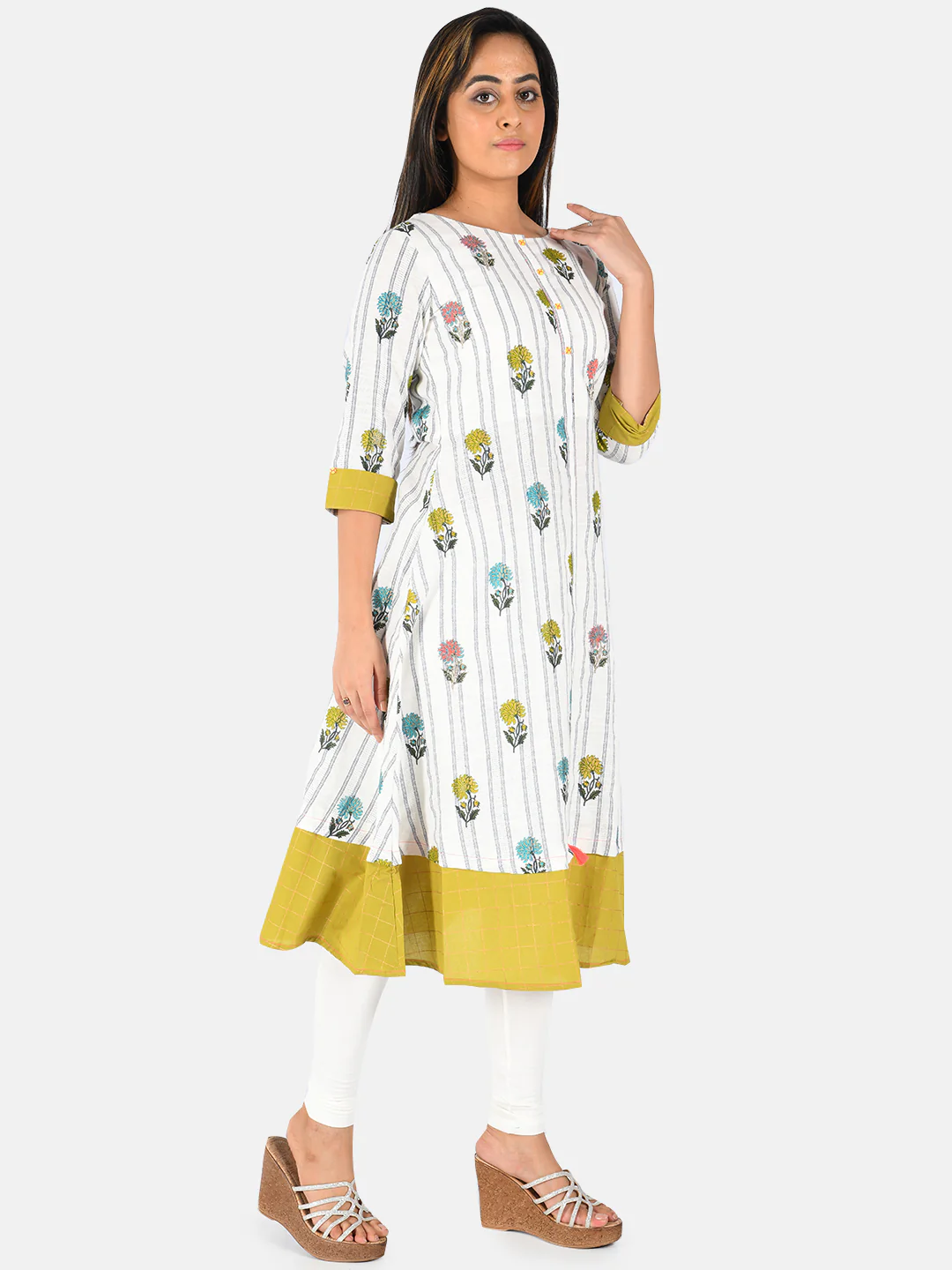 Neerus Women Off-White Printed Anarkali Kurta - Image 5