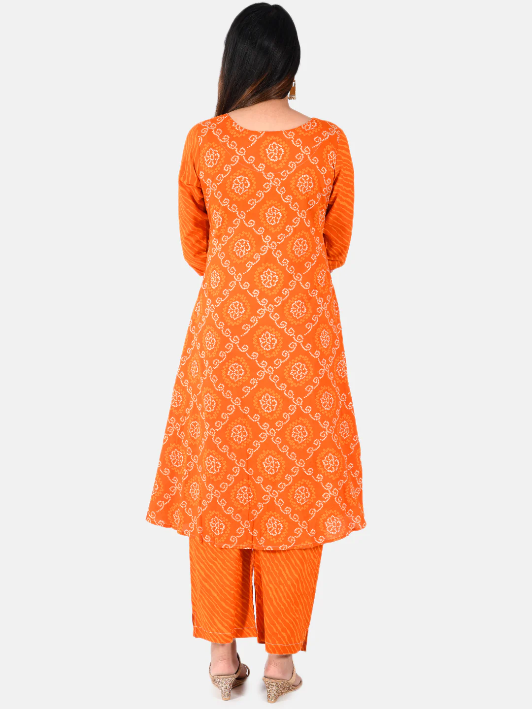 Neerus Women Orange Embroidered Anarkali Kurta - Image 3