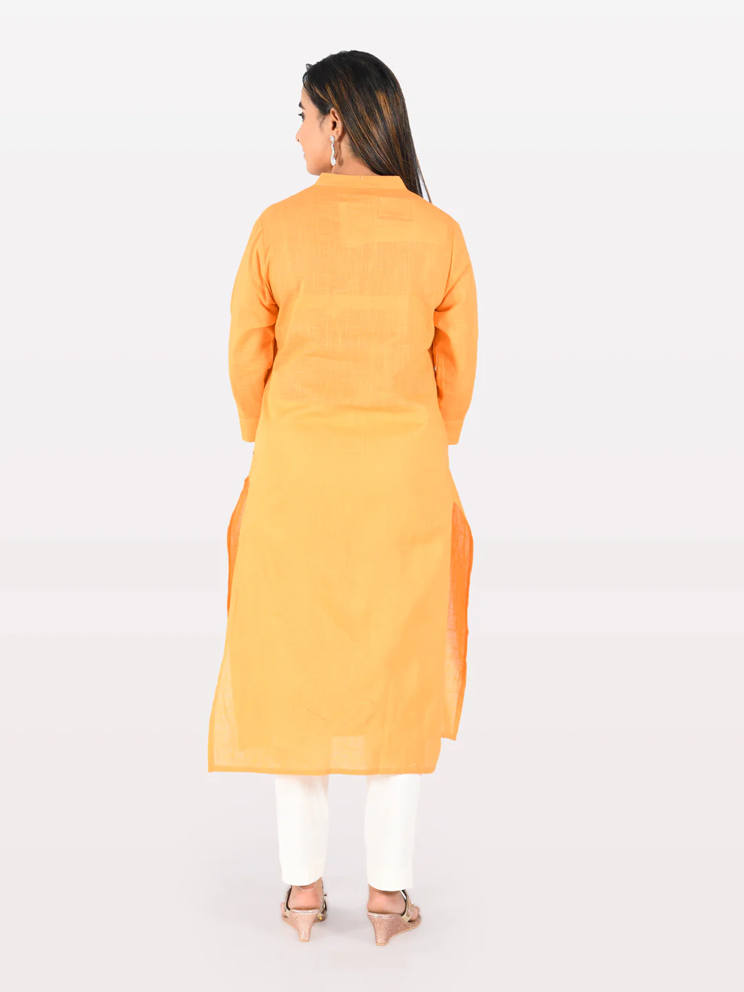 Neerus Women Peach Color Slub Cotton Fabric Tunic "44" - Image 2