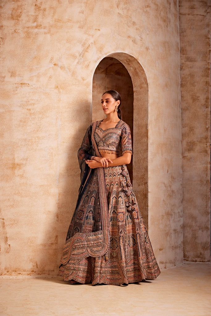 Neerus Women Peacock Color Embroidered Ghagra Set - Image 2