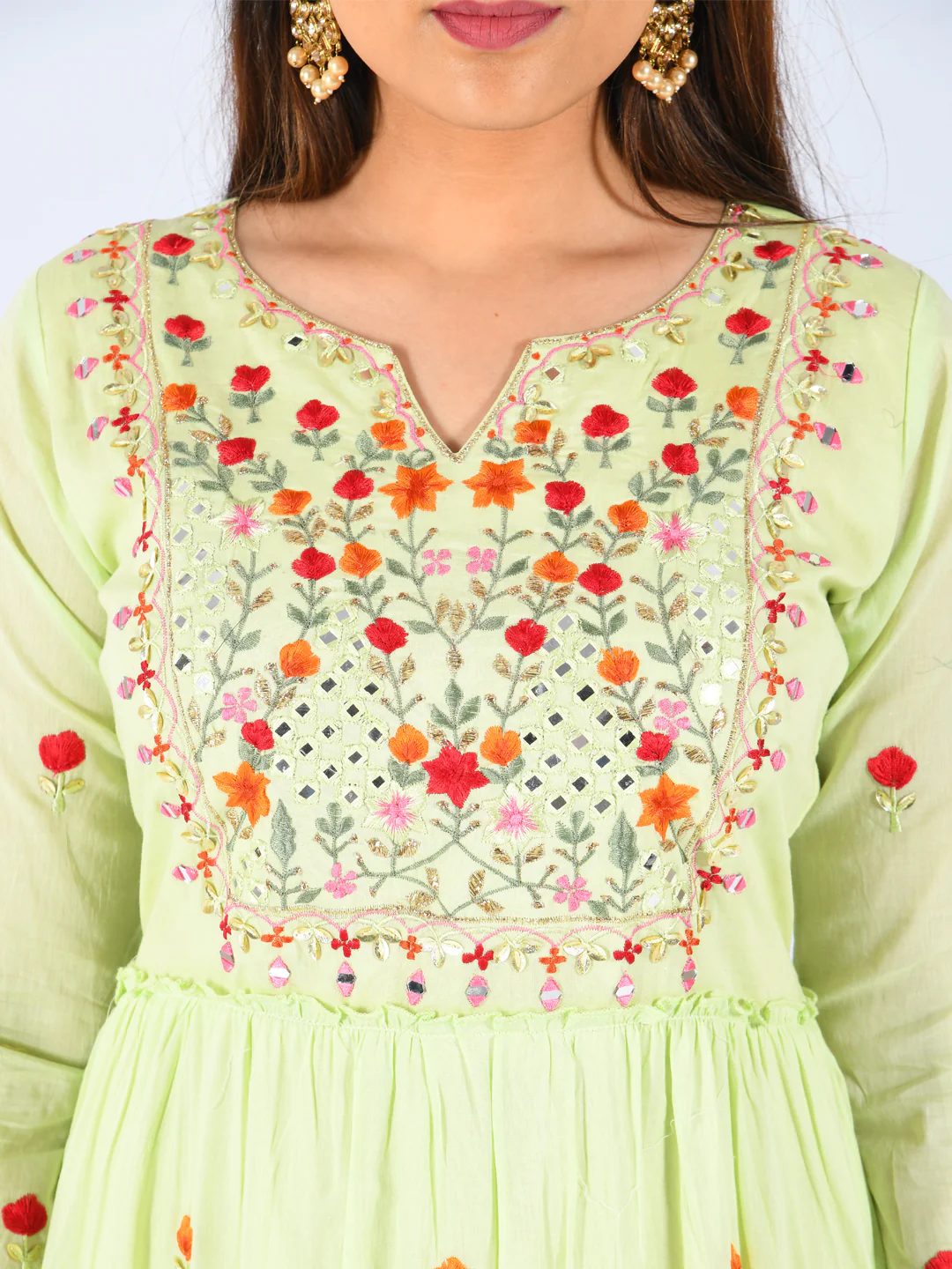 Neerus Women Pista Color Cotton Fabric Tunic "56" - Image 3