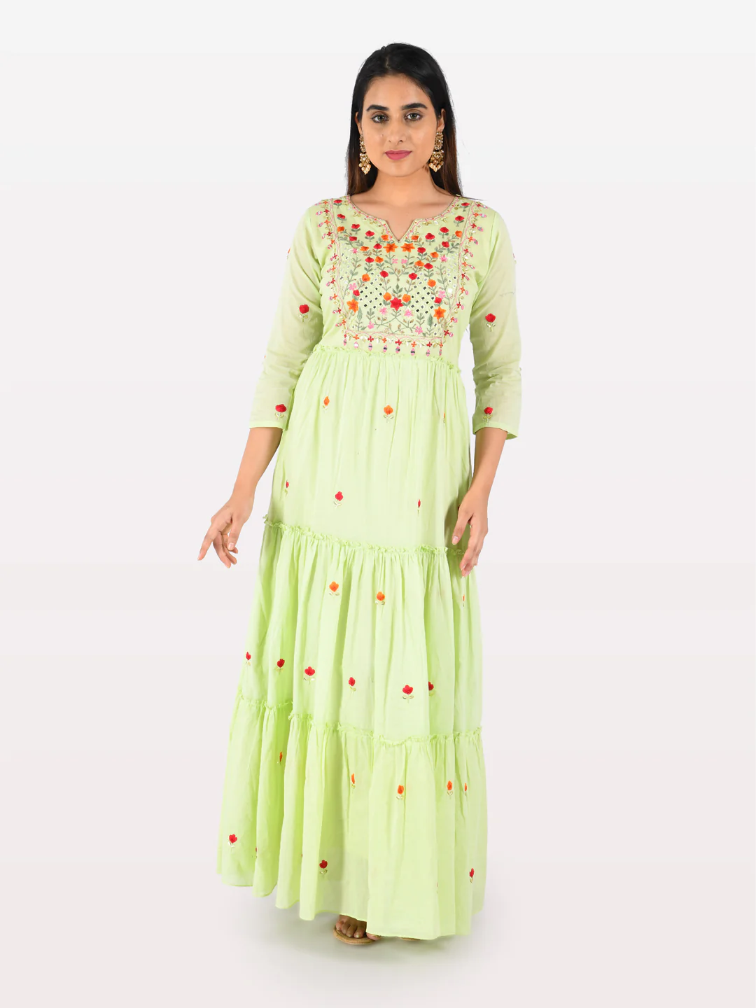 Neerus Women Pista Color Cotton Fabric Tunic "56" - Image 5