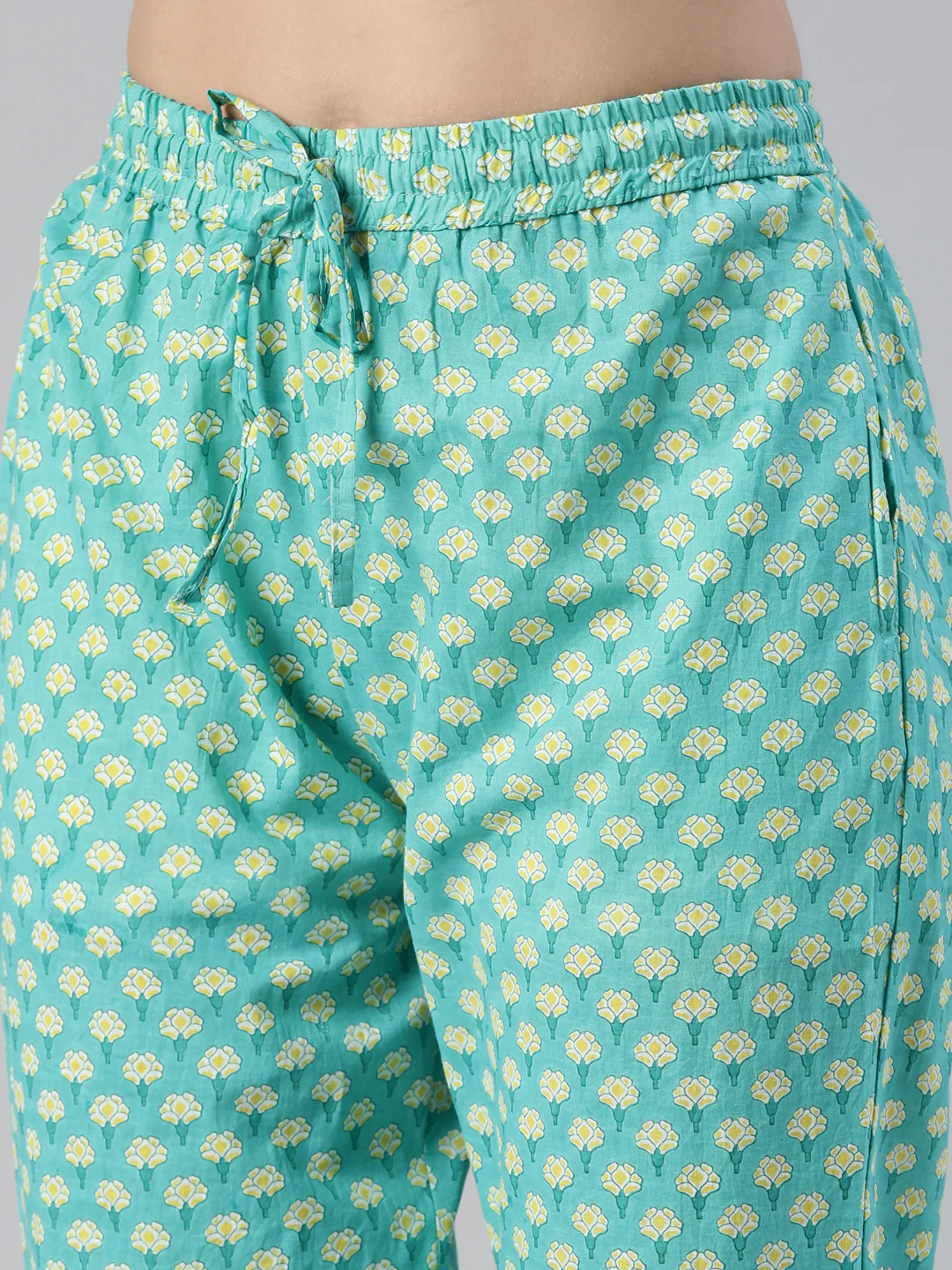 Neerus Women Rama Printed Calf Length Kurta And Trousers With Dupatta - Image 6