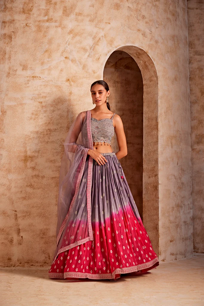 Neerus Women Rani Color Crepe Fabric Ghagra Set - Image 2
