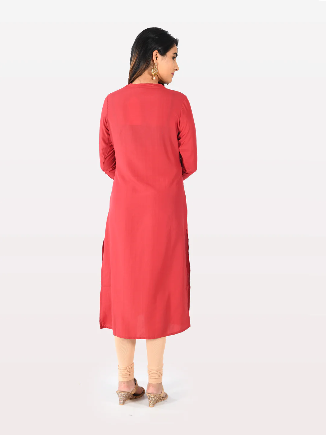 Neerus Women Red Color Muslin Fabric Tunic - Image 3
