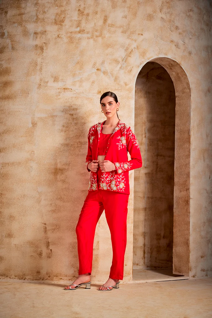 Neerus Women Red Colour Suit Set - Image 4