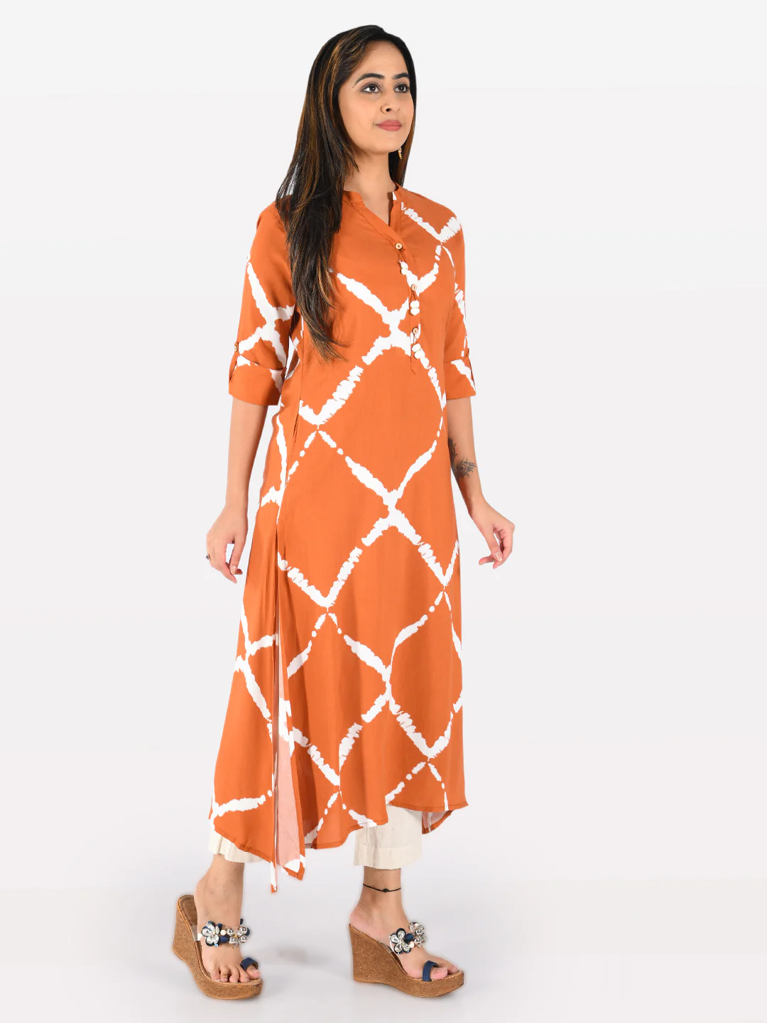 Neerus Women Rust Color Rayon Fabric Tunic "50" - Image 4
