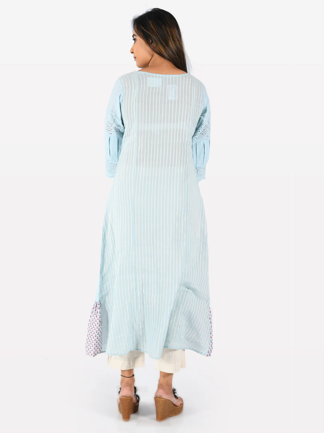 Neerus Women Sea Green Color Cotton Fabric Tunic "48" - Image 2