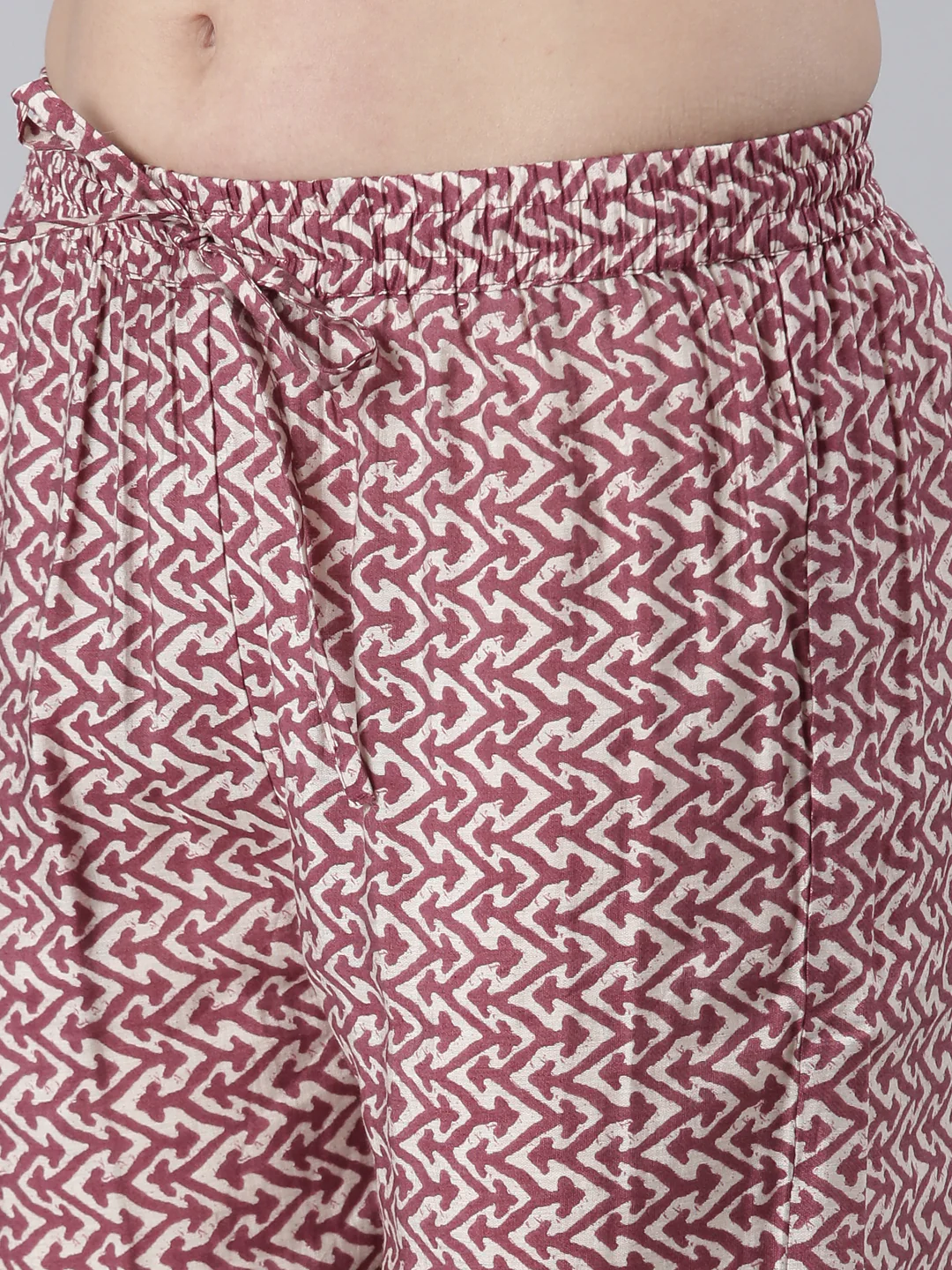 Neerus Women Wine Printed Calf Length Kurta And Trousers With Dupatta - Image 7