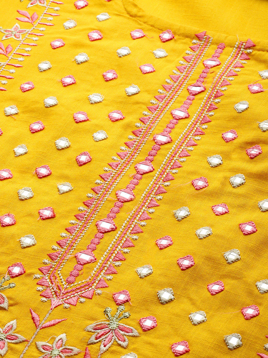 Neerus Women Yellow Embroidered Straight Kurta - Image 4