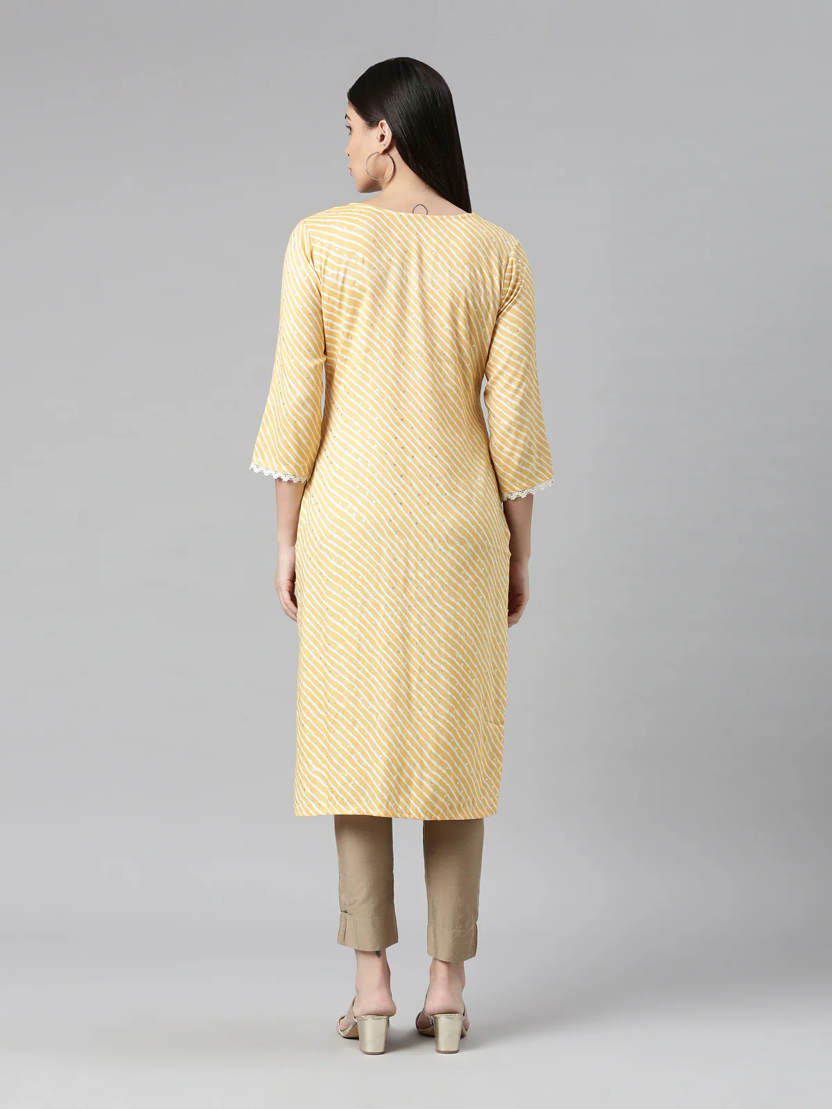 Neerus Women Yellow Ethnic Motifs Kurta - Image 4