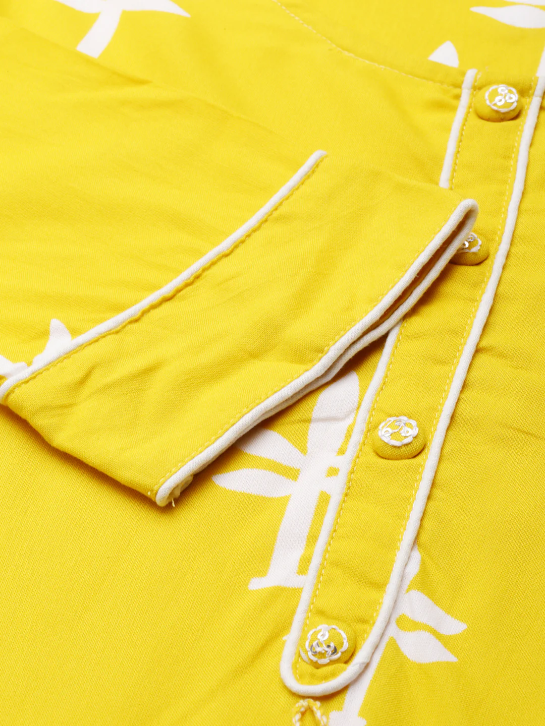 Neerus Women Yellow Printed Calf Length Kurta And Trousers - Image 6