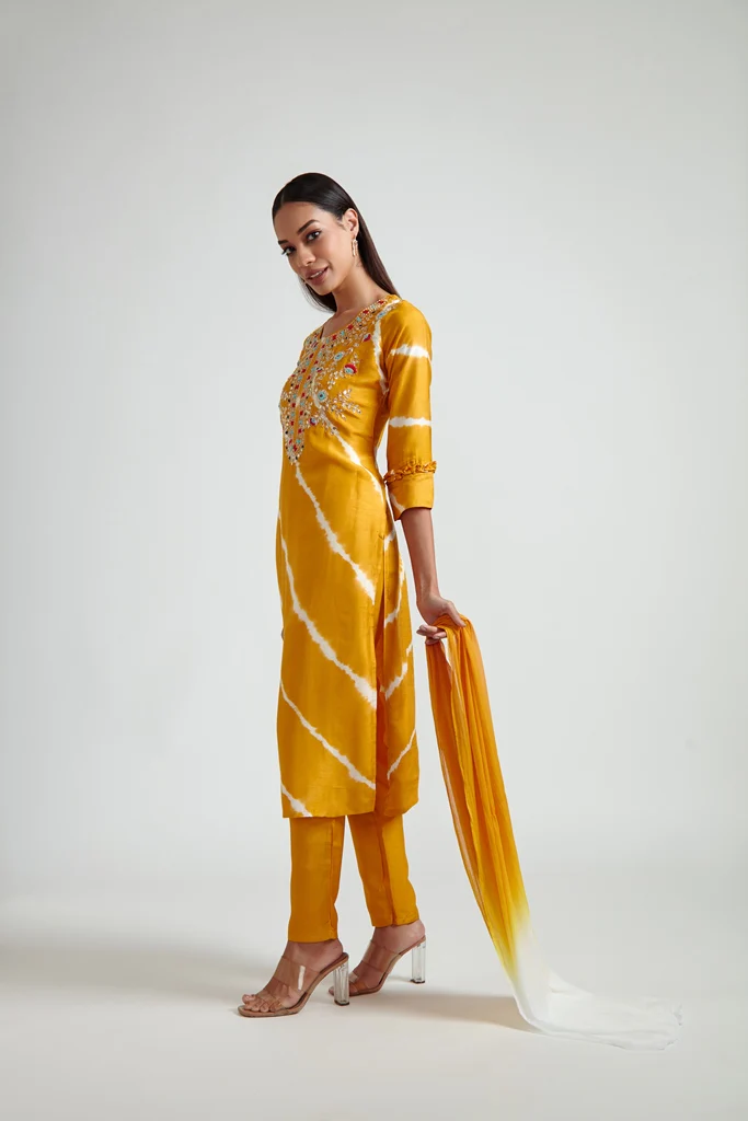 Neerus Women Yellow White Embroidered Straight Readymade suits - Image 2