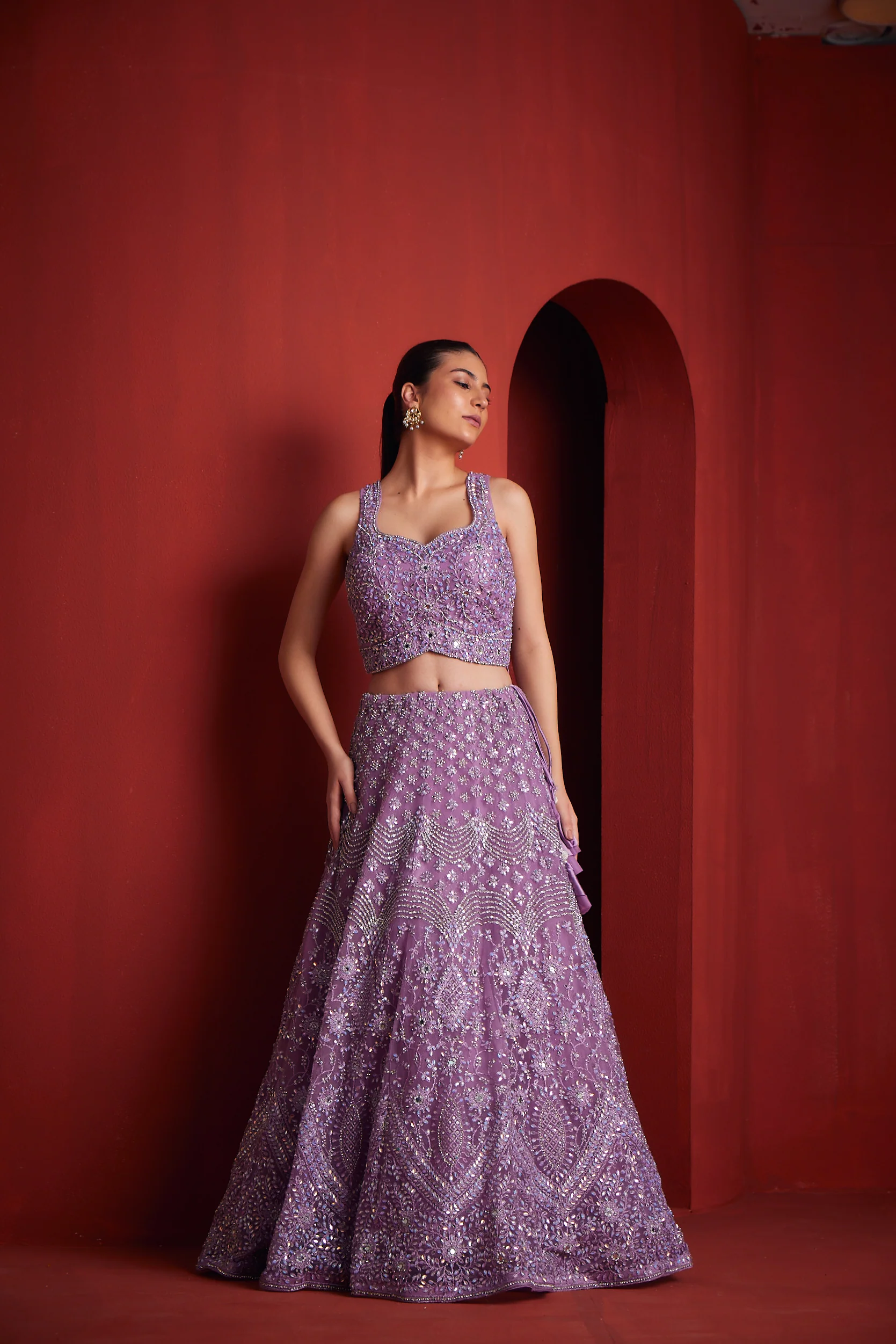 Neerus Womens Lilac Colour Ghagra Set - Image 4