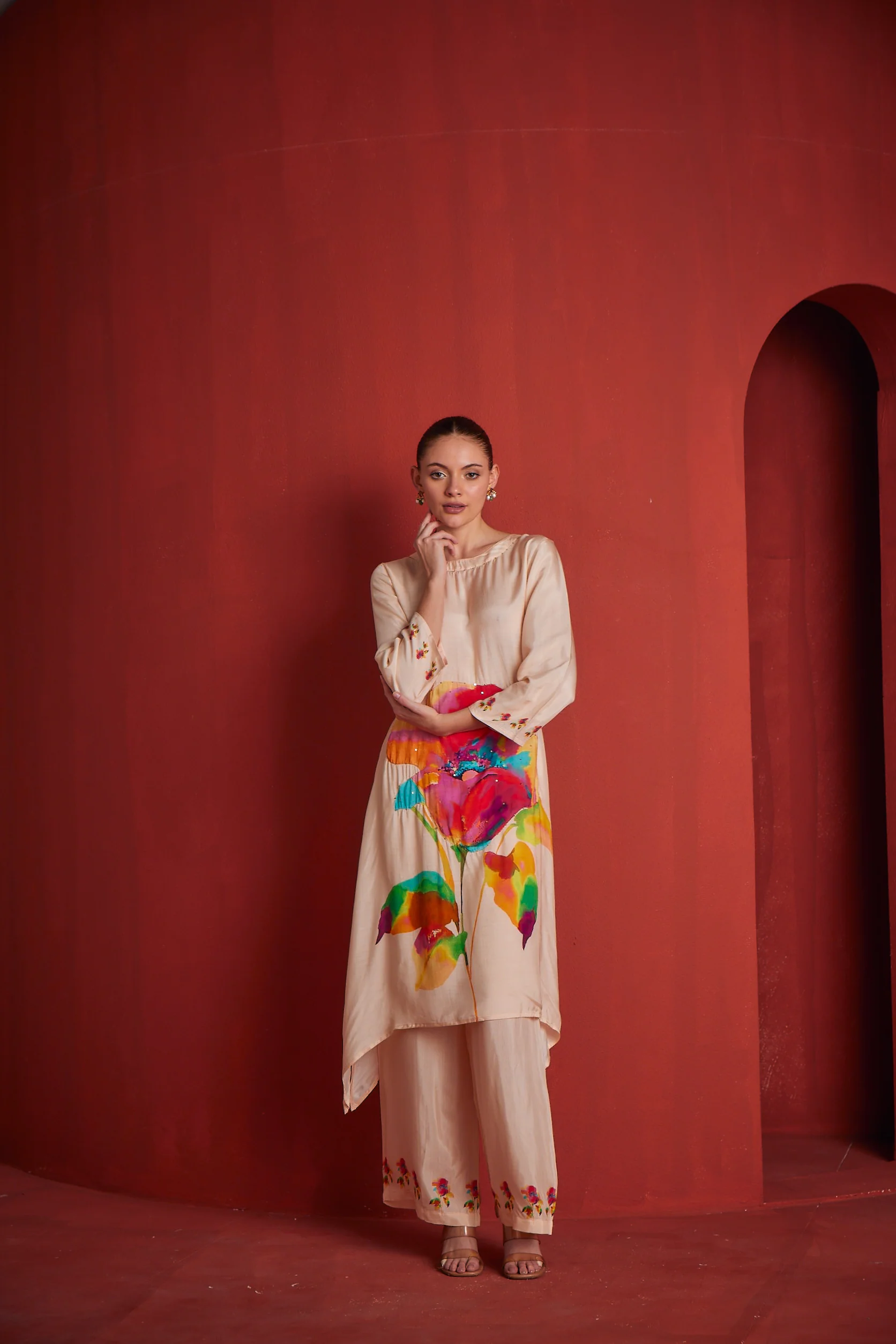 Neerus Womens Peach Colour Kurta Set - Image 3