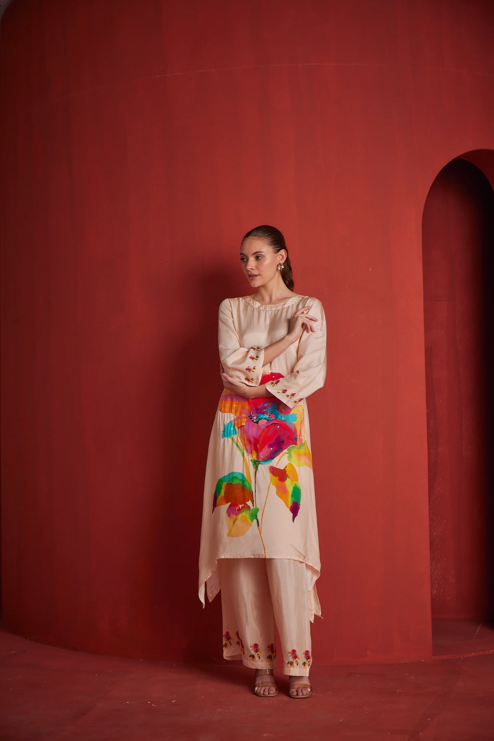 Neerus Womens Peach Colour Kurta Set - Image 4