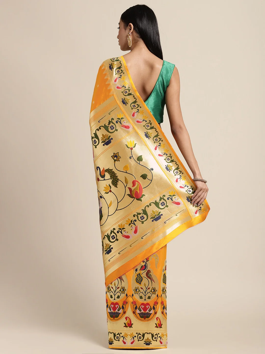 Neerus Yellow Color Banaras Fabric Saree - Image 2